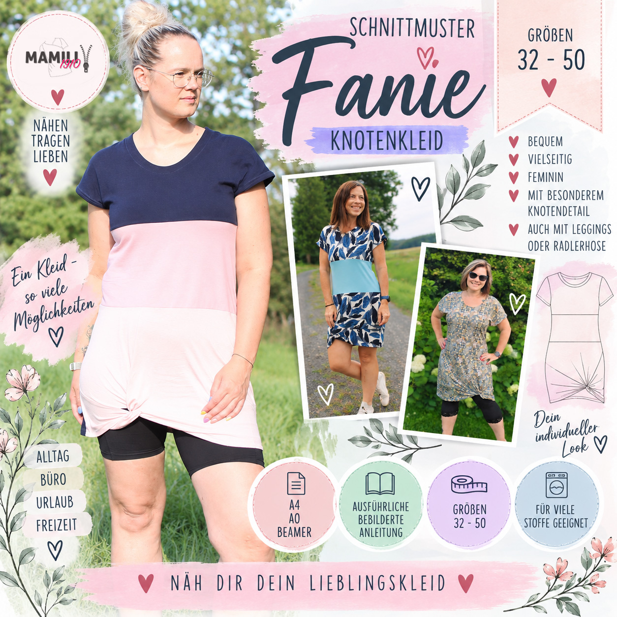 Schnittmuster Knotenkleid Fanie für Damen Gr. 32–50